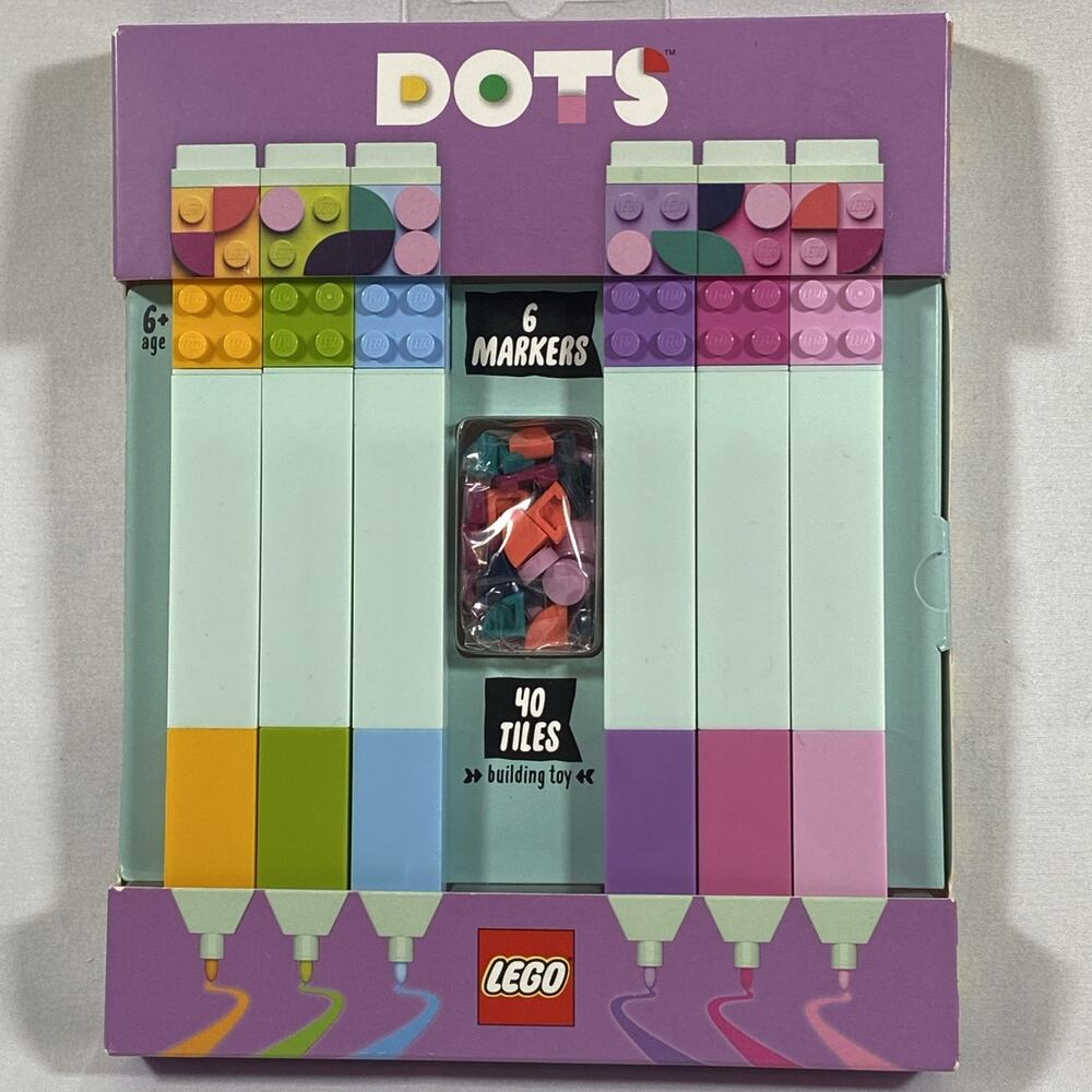 Lego Dots Stationery 6 Multicolor Markers Pens 40 Tiles Bricks Kids Building Toy